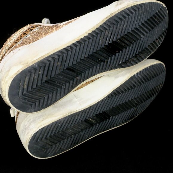 Golden Goose Mid Star Gold Glitter Midstar LE Sneakers Women 37 7M Made in Italy - Picture 8 of 15